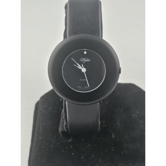 Dejuno Ladies Quartz Watch Black On Black New Battery & Band Running - Picture 1 of 12